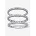 Women's 3-Piece Platinum-Plated Stackable Ring with Diamond Accent by PalmBeach Jewelry in White (Size 9)