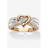 Women's Gold Over Silver Diamond Heart Promise Ring (1/10 Cttw) by PalmBeach Jewelry in Diamond (Size 9)