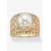 Women's Gold over Sterling Silver Simulated Pearl and Cubic Zirconia Ring by PalmBeach Jewelry in Gold (Size 9)