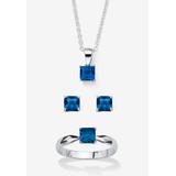 Women's 3-Piece Birthstone .925 Silver Necklace, Earring And Ring Set 18" by PalmBeach Jewelry in September (Size 10)
