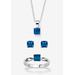 Women's 3-Piece Birthstone .925 Silver Necklace, Earring And Ring Set 18" by PalmBeach Jewelry in September (Size 10)