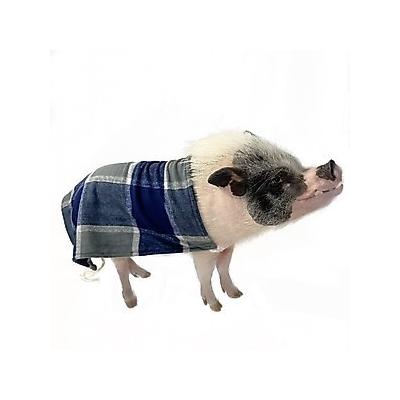 Morty's Pig Clothes Easy-on Elastic Fleece Cloak Dog, Cat & Horse Sweater, Navy Plaid, XXXX-Large