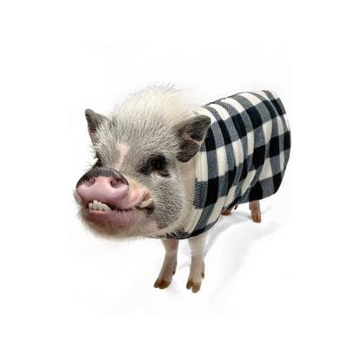 Morty's Pig Clothes Fleece Strap Pig Sweater, White Plaid, Large