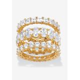 Women's Yellow Gold-Plated 3-Piece Stackable Ring by PalmBeach Jewelry in Cubic Zirconia (Size 6)