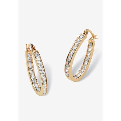 Women's Gold Tone Inside Out Hoop Earrings by PalmBeach Jewelry in Cubic Zirconia