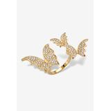 Women's Goldtone Round Crystal Adjustable Butterfly Ring by PalmBeach Jewelry in Gold