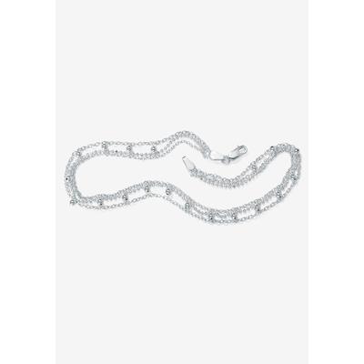 Women's Sterling Silver Triple Strand Beaded Ankle Bracelet (1Mm), 10 Inches by PalmBeach Jewelry in Silver