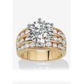 Women's Goldtone Round Cubic Zirconia Triple Row Engagement Ring by PalmBeach Jewelry in Cubic Zirconia (Size 9)