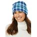 Plus Size Women's Cuffed Fleece Hat by Accessories For All in Ice Blue Plaid