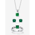 Women's 3-Piece Birthstone .925 Silver Necklace, Earring And Ring Set 18" by PalmBeach Jewelry in May (Size 9)