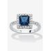 Women's Simulated Birthstone and Crystal Halo Ring in Sterling Silver by PalmBeach Jewelry in September (Size 6)