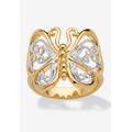 Women's Yellow Gold Plated Two Tone Filigree Butterfly Ring by PalmBeach Jewelry in Gold (Size 6)