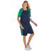 Plus Size Women's 2-Piece Short-Sleeve Set by Woman Within in Navy Tropical Emerald (Size 3X)