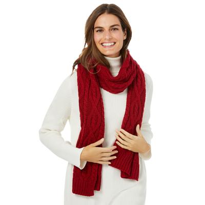 Women's Cable Knit Scarf by Accessories For All in Classic Red