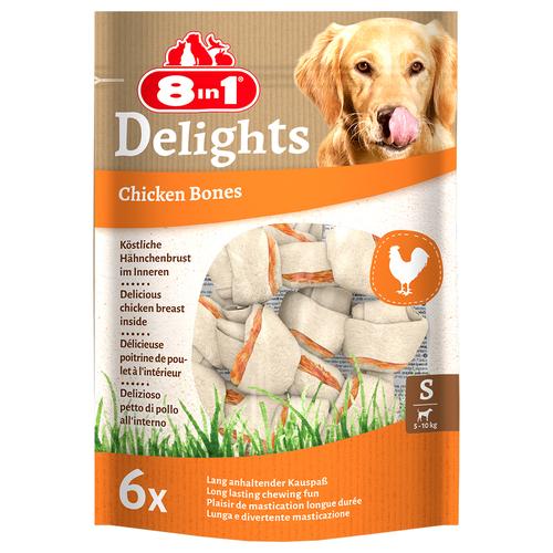 Sparpaket: 2x210g 8in1 Delights Kauknochen Huhn S (12 Stück) Hundesnacks