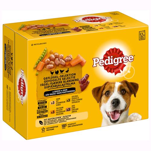 96x 100g edigree Frischebeutel Multipack Nassfutter für Hund Geflügel in Soße