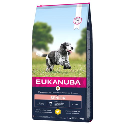 15kg Eukanuba Caring Senior Medium Breed Huhn Hundefutter trocken