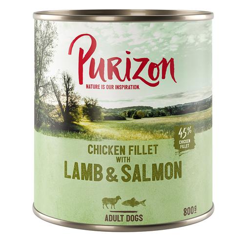 Sparpaket Purizon 24 x 800 g - Hühnerfilet mit Lamm & Lachs, Kartoffel & Birne