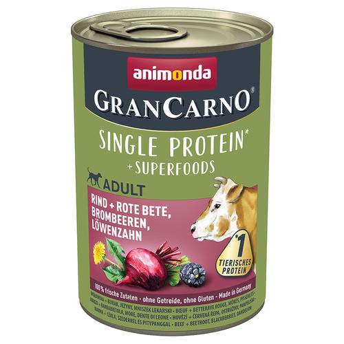 24 x 400 g animonda GranCarno Adult Superfoods Rind + Rote Bete, Brombeeren, Löwenzahn...