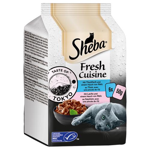 36x 50g Sheba Fresh Cuisine Taste of Tokyo Thunfisch mit Lachs Katzennassfutter