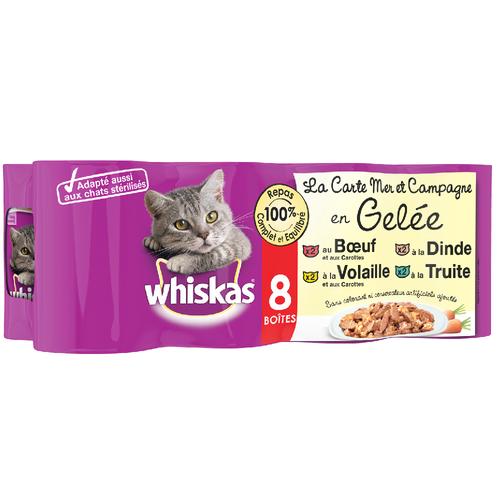 8x390g Whiskas La Carte Meer und Landschaft in Gelee Nassfutter Katze