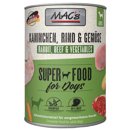 Sparpaket: 24x800g MAC's Adult Kaninchen & Gemüse Hundefutter nass