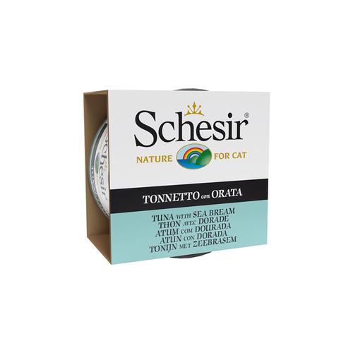 24x 85g Schesir Tuna in Gelee Thunfisch mit Seebrasse Katzenfutter nass