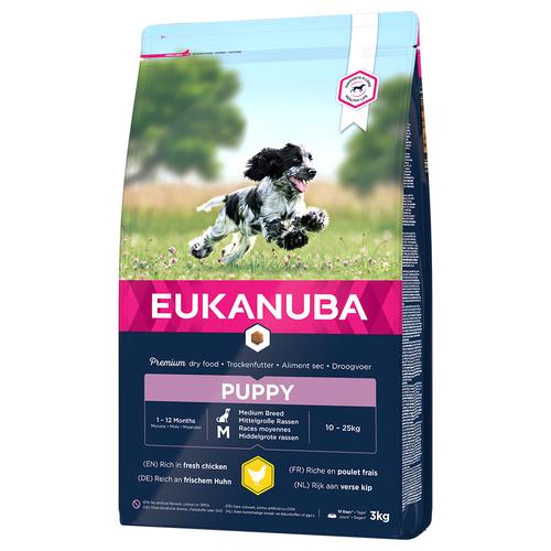 3 kg Eukanuba Puppy Medium Breed Huhn Hundefutter trocken