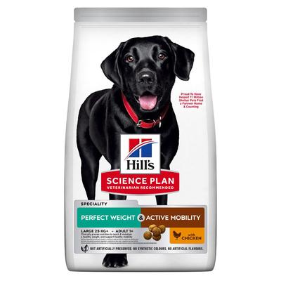 12kg Hill's Science Plan Adult Perfect Weight & Active Mobility Large mit Huhn Hundefutter trocken