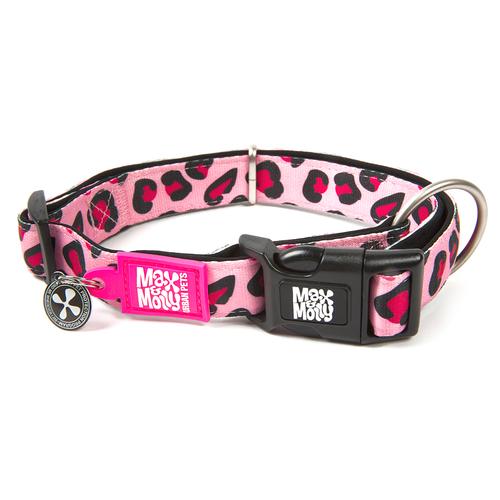 Max & Molly Smart ID Halsband Leopard Pink Größe M: 34-55cm Halsumfang, B20mm Hund