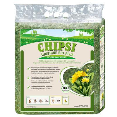 3x600g Bio Löwenzahn Chipsi Sunshine Bio Plus Bergwiesenheu Ergänzungsfutter Kleintiere