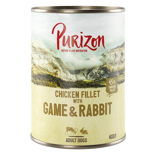 Purizon Adult 6 x 400 g - Hühnerfilet mit Wild & Kaninchen, Kürbis und Preiselbeere
