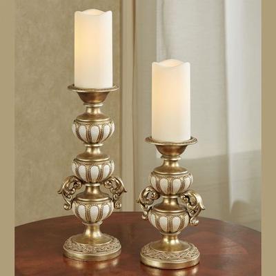Millea Candleholders Ivory Set of Two, Set of Two, Ivory