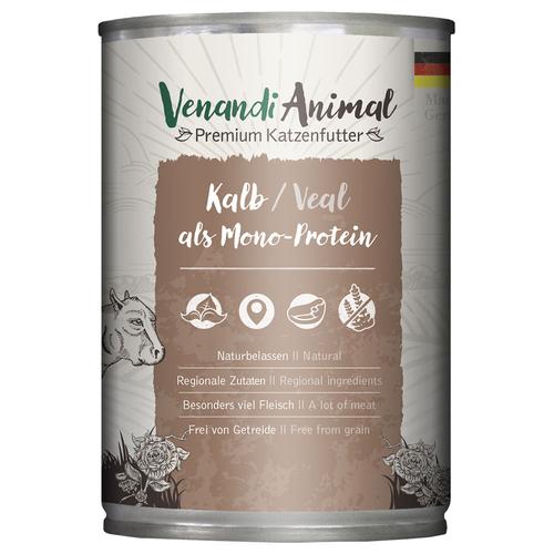 24x400g Venandi Animal Monoprotein Kalb Katzenfutter nass