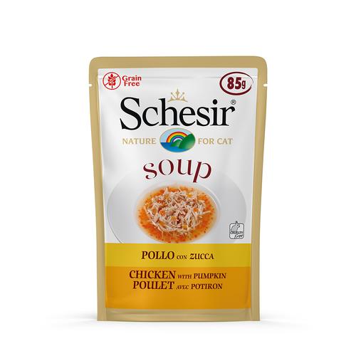 12 x 85 g Huhn mit Kürbis Schesir Cat Soup Katzenfutter nass