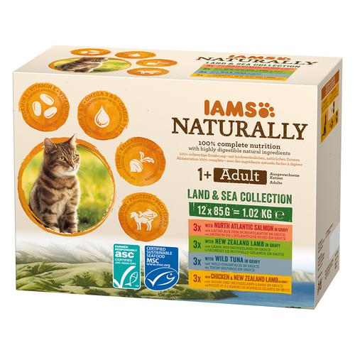 24x85g IAMS Naturally Cat Adult Land & Sea Collection Katzenfutter nass