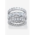Women's Platinum Plated 3-Piece Stackable Engagement Ring by PalmBeach Jewelry in Cubic Zirconia (Size 9)