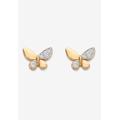Women's Yellow Gold Plated Genuine Diamond Accent Butterfly Stud Earrings by PalmBeach Jewelry in Yellow Gold