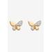 Women's Yellow Gold Plated Genuine Diamond Accent Butterfly Stud Earrings by PalmBeach Jewelry in Yellow Gold