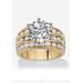 Women's Goldtone Round Cubic Zirconia Triple Row Engagement Ring by PalmBeach Jewelry in Cubic Zirconia (Size 7)