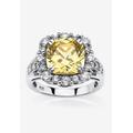 Women's Platinum over Sterling Silver Princess Cut Canary Cubic Zirconia Ring by PalmBeach Jewelry in White (Size 10)