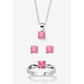 Women's 3-Piece Birthstone .925 Silver Necklace, Earring And Ring Set 18" by PalmBeach Jewelry in October (Size 7)