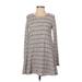 Sage Casual Dress - A-Line: Gray Print Dresses - Women's Size Small