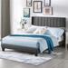 Yaheetech Upholstered Bed Frame with Wing Side Fabric Upholstered Bed with Headboard