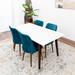 Dakaro 5-Piece Rectangular Dining Set w/4 Velvet Dining Chairs in Teal