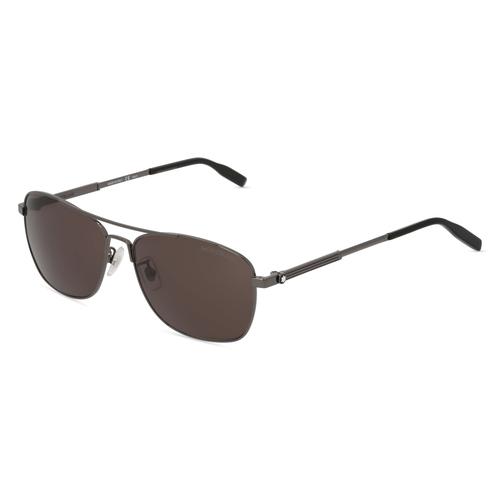 Montblanc MB0026S Herren-Sonnenbrille Vollrand Pilot Metall-Gestell, grau