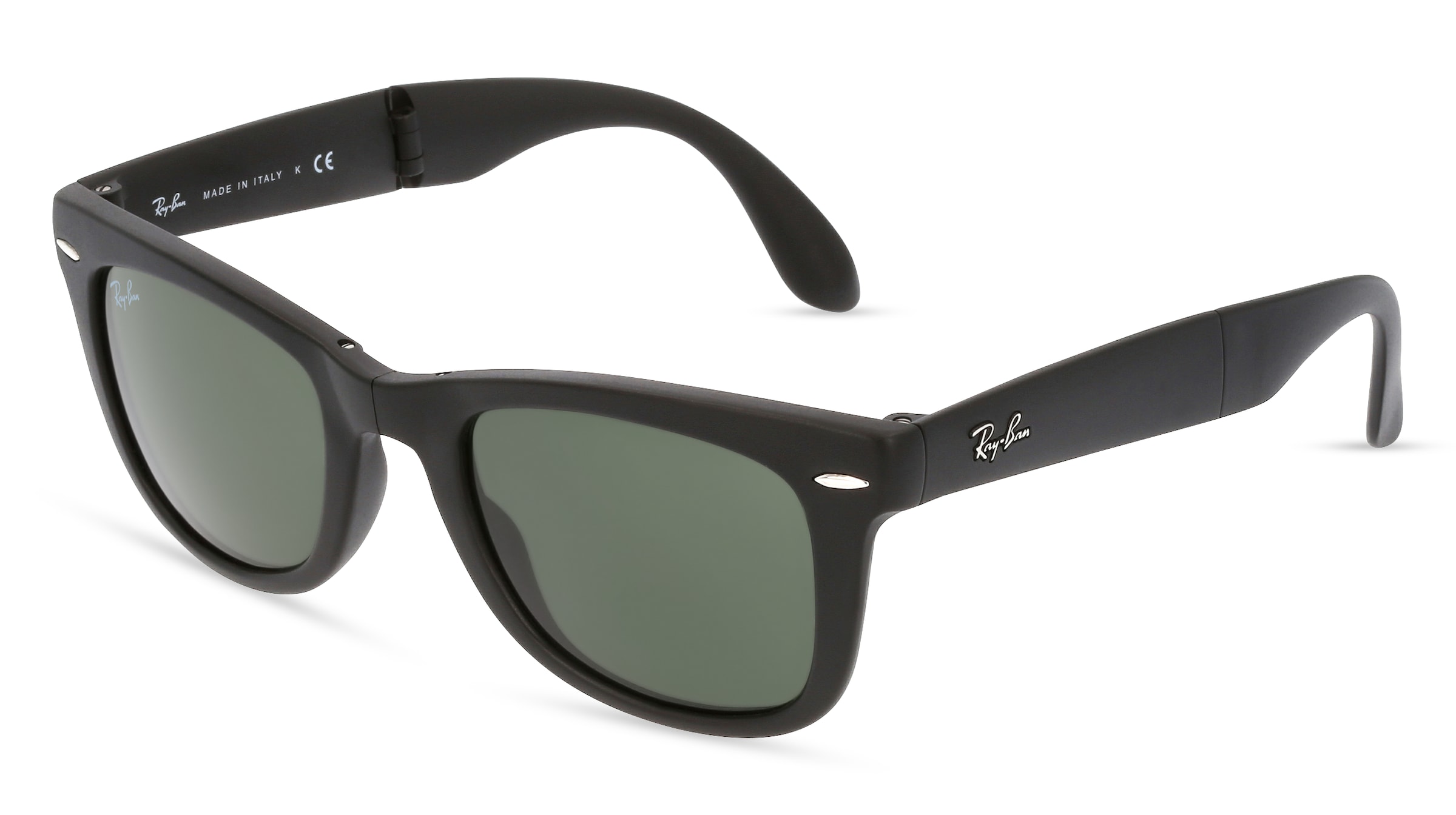 Ray-Ban RB 4105 FOLDING WAYFARER Herren-Sonnenbrille Vollrand Quadratisch Kunststoff-Gestell, schwarz