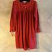 Madewell Dresses | New Madewell Sm Tunic Dress Orange Embroidered Cut-Out Yoke Long Sleeve Bohemian | Color: Orange/Red | Size: S