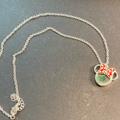 Disney Jewelry | Disney Silver Toned Necklace With Minnie Mouse Pendant With Green Accent Stones | Color: Green/Silver | Size: Os