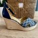 Michael Kors Shoes | Michael Kors Kimberly Wedge Sandals Denim/ Navy 10 | Color: Blue/Tan | Size: 10